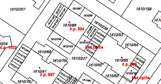 Kosmonosy 45312729 na parcele st. 1810/101 v KÚ Kosmonosy, Katastrální mapa