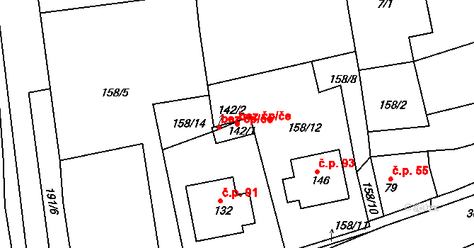 Mlékojedy 47615729 na parcele st. 142/1 v KÚ Mlékojedy u Litoměřic, Katastrální mapa