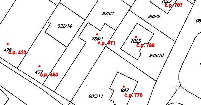 Sezemice 48425729 na parcele st. 785/2 v KÚ Sezemice nad Loučnou, Katastrální mapa