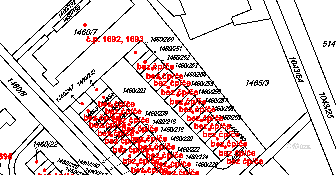 Frýdek-Místek 48645729 na parcele st. 1460/254 v KÚ Místek, Katastrální mapa