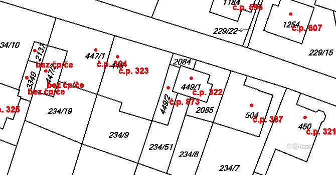 Úšovice 873, Mariánské Lázně na parcele st. 449/2 v KÚ Úšovice, Katastrální mapa