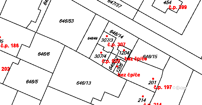 Líbeznice 920 na parcele st. 307/4 v KÚ Líbeznice, Katastrální mapa