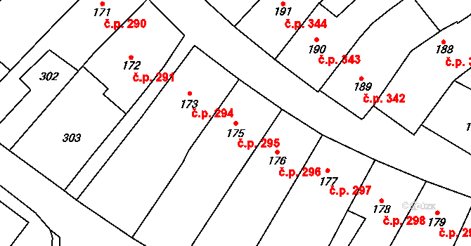 Králíky 295 na parcele st. 175 v KÚ Králíky, Katastrální mapa