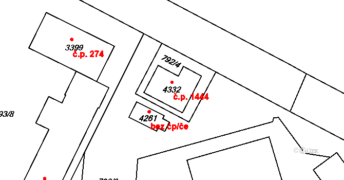 Strakonice I 1444, Strakonice na parcele st. 4332 v KÚ Strakonice, Katastrální mapa