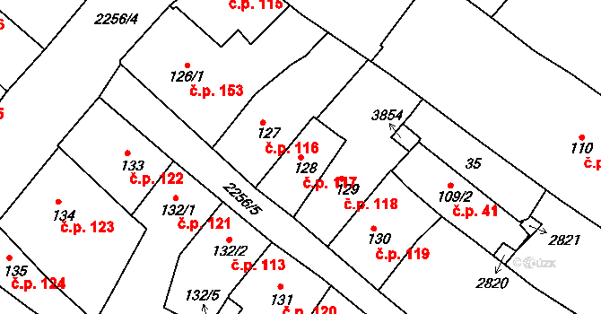 Sušice I 117, Sušice na parcele st. 128 v KÚ Sušice nad Otavou, Katastrální mapa