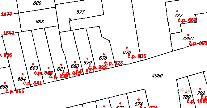 Louny 823 na parcele st. 678 v KÚ Louny, Katastrální mapa