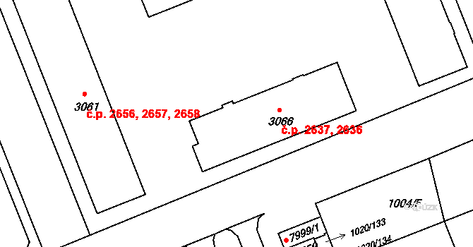 Kroměříž 2636,2637 na parcele st. 3066 v KÚ Kroměříž, Katastrální mapa