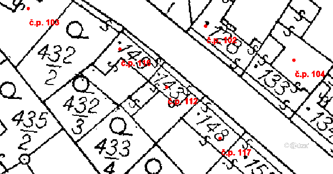 Ctidružice 112 na parcele st. 143 v KÚ Ctidružice, Katastrální mapa