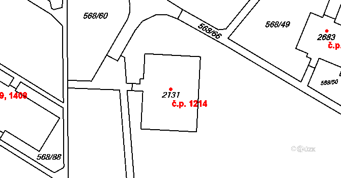 Hranice I-Město 1214, Hranice na parcele st. 2131 v KÚ Hranice, Katastrální mapa