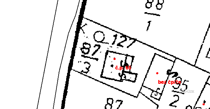 Žandov 65, Chlístovice na parcele st. 127 v KÚ Žandov, Katastrální mapa