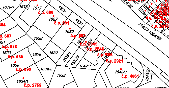 Jihlava 2846 na parcele st. 1633/4 v KÚ Jihlava, Katastrální mapa