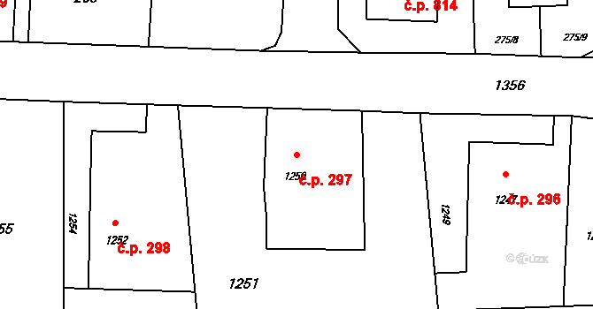 Horní Těrlicko 297, Těrlicko na parcele st. 1250 v KÚ Horní Těrlicko, Katastrální mapa
