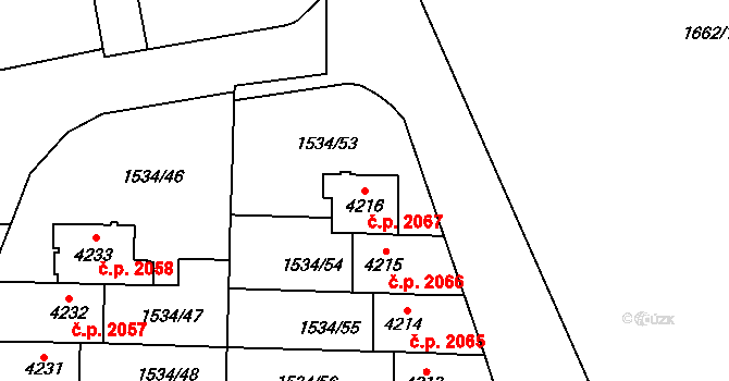 Šumperk 2067 na parcele st. 4216 v KÚ Šumperk, Katastrální mapa