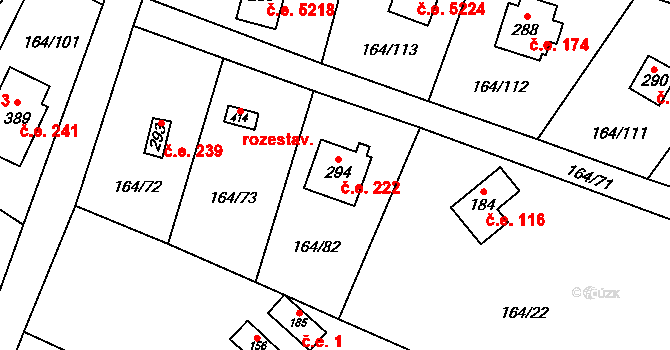 Doubravčice 222 na parcele st. 294 v KÚ Doubravčice, Katastrální mapa