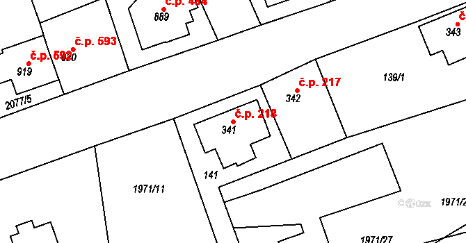 Lomnice nad Popelkou 218 na parcele st. 341 v KÚ Lomnice nad Popelkou, Katastrální mapa