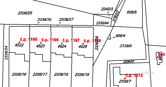 Žamberk 1198 na parcele st. 4525 v KÚ Žamberk, Katastrální mapa