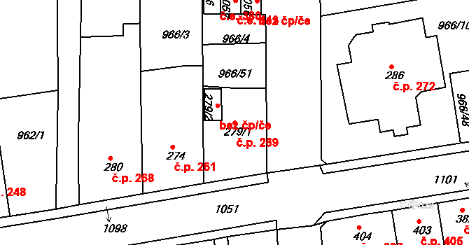 Bohosudov 269, Krupka na parcele st. 279/1 v KÚ Bohosudov, Katastrální mapa