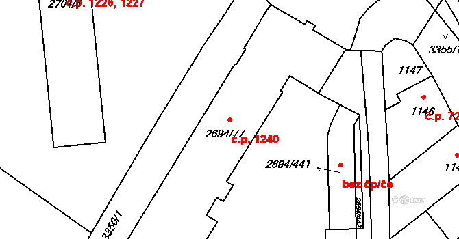 Pelhřimov 1240 na parcele st. 2694/77 v KÚ Pelhřimov, Katastrální mapa