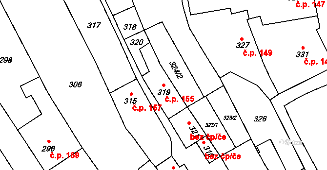 Jablunkov 155 na parcele st. 319 v KÚ Jablunkov, Katastrální mapa