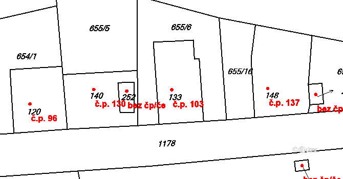Suchá 103, Nejdek na parcele st. 133 v KÚ Suchá u Nejdku, Katastrální mapa