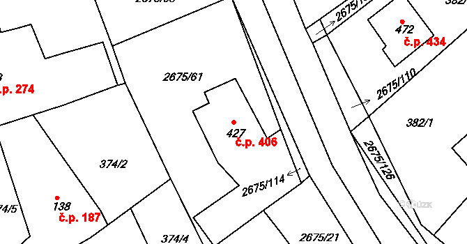 Černilov 406 na parcele st. 427 v KÚ Černilov, Katastrální mapa