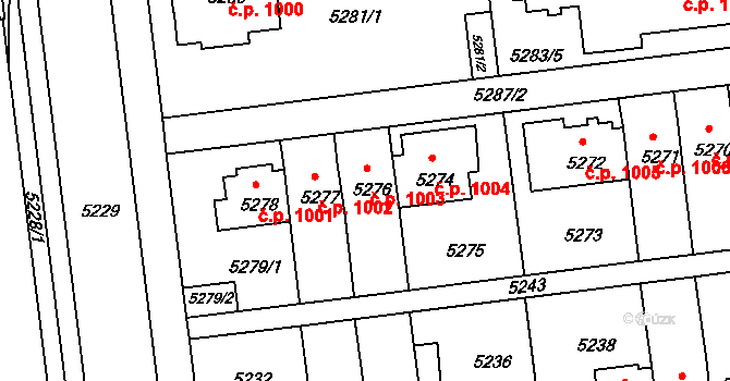 Záběhlice 1003, Praha na parcele st. 5276 v KÚ Záběhlice, Katastrální mapa