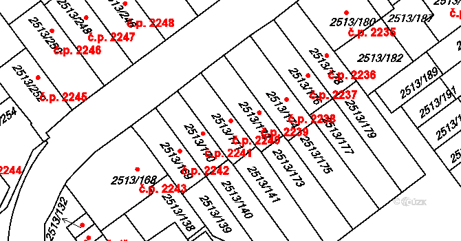Dejvice 2240, Praha na parcele st. 2513/171 v KÚ Dejvice, Katastrální mapa