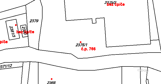 Sedlčany 766 na parcele st. 2375/1 v KÚ Sedlčany, Katastrální mapa