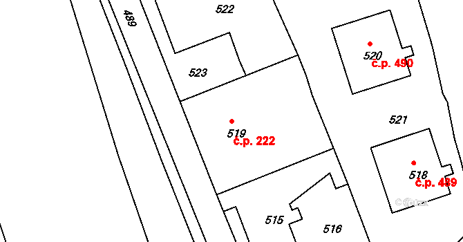 Liberec XI-Růžodol I 222, Liberec na parcele st. 519/2 v KÚ Růžodol I, Katastrální mapa