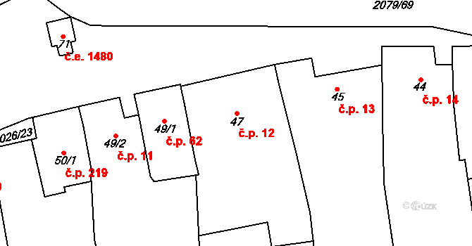 Letkovice 12, Ivančice na parcele st. 47 v KÚ Letkovice, Katastrální mapa