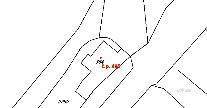Mirošov 485 na parcele st. 764 v KÚ Mirošov, Katastrální mapa