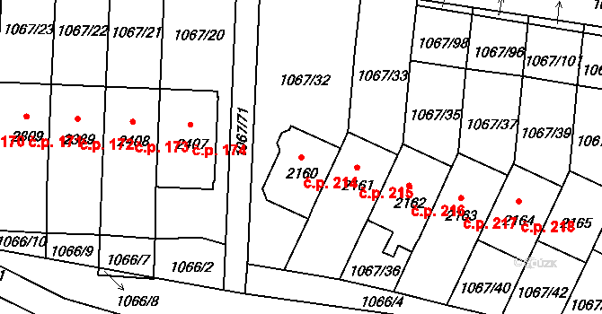 Hamrníky 214, Mariánské Lázně na parcele st. 2160 v KÚ Úšovice, Katastrální mapa