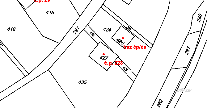 Loučky 223, Zátor na parcele st. 427 v KÚ Loučky u Zátoru, Katastrální mapa