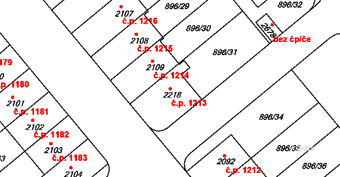 Blatná 1213 na parcele st. 2218 v KÚ Blatná, Katastrální mapa