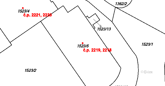 Roztoky 2218,2219 na parcele st. 1523/5 v KÚ Roztoky u Prahy, Katastrální mapa