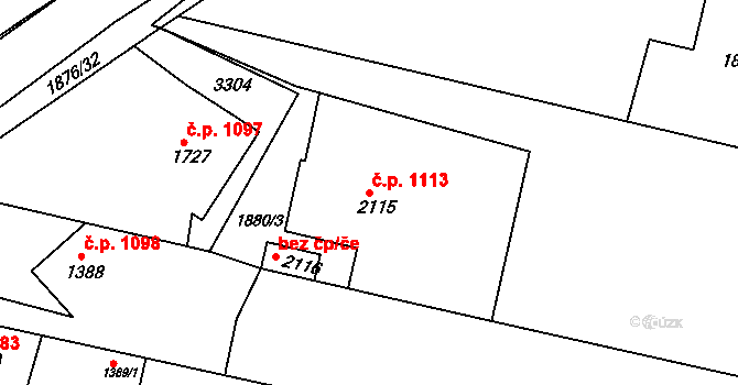 Nový Bydžov 1113 na parcele st. 2115 v KÚ Nový Bydžov, Katastrální mapa