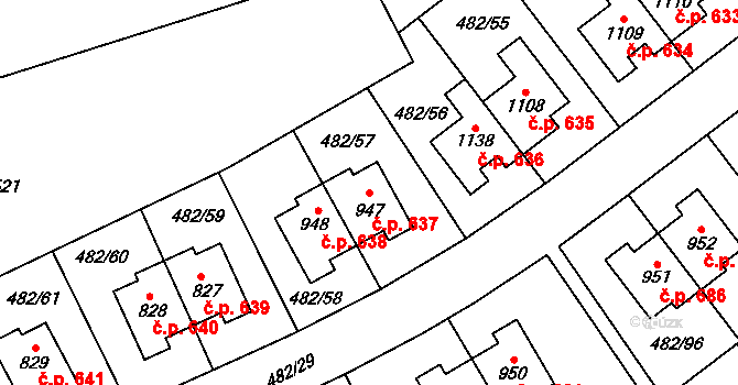 Nehvizdy 637 na parcele st. 947 v KÚ Nehvizdy, Katastrální mapa