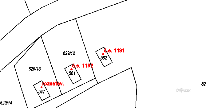 Rataje nad Sázavou 1191 na parcele st. 562 v KÚ Rataje nad Sázavou, Katastrální mapa
