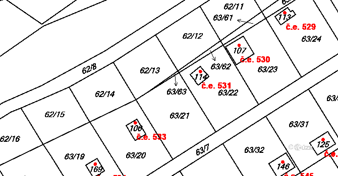 Dobkov 532, Chotěboř na parcele st. 63/21 v KÚ Dobkov, Katastrální mapa