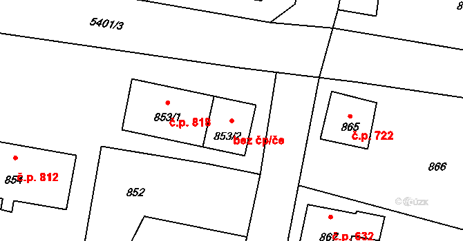 Zubří 41281730 na parcele st. 853/2 v KÚ Zubří, Katastrální mapa