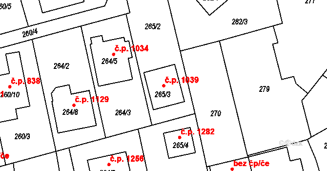 Kylešovice 1039, Opava na parcele st. 265/3 v KÚ Kylešovice, Katastrální mapa