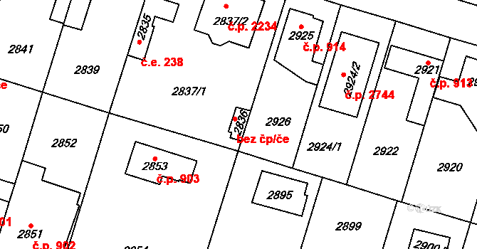 Praha 6 45013730 na parcele st. 2836 v KÚ Újezd nad Lesy, Katastrální mapa