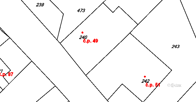 Skrochovice 49, Brumovice na parcele st. 240 v KÚ Skrochovice, Katastrální mapa