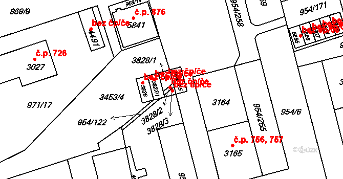 Klatovy 45210730 na parcele st. 3828/2 v KÚ Klatovy, Katastrální mapa