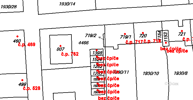 Hrušovany nad Jevišovkou 47490730 na parcele st. 1398 v KÚ Hrušovany nad Jevišovkou, Katastrální mapa