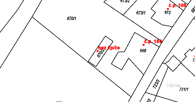 Hrádek nad Nisou 48236730 na parcele st. 670/2 v KÚ Loučná, Katastrální mapa