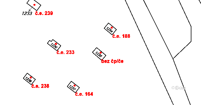 Rokytnice 277, Vsetín na parcele st. 1235 v KÚ Rokytnice u Vsetína, Katastrální mapa