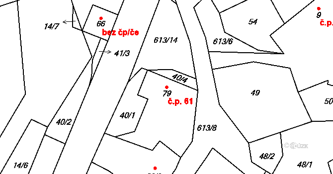 Holkovice 61, Chanovice na parcele st. 79 v KÚ Holkovice, Katastrální mapa