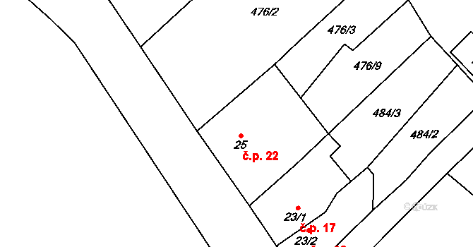 Lučice 22, Chudenice na parcele st. 25 v KÚ Lučice u Chudenic, Katastrální mapa