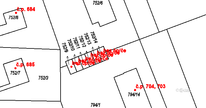 Hronov 79584730 na parcele st. 752/14 v KÚ Hronov, Katastrální mapa